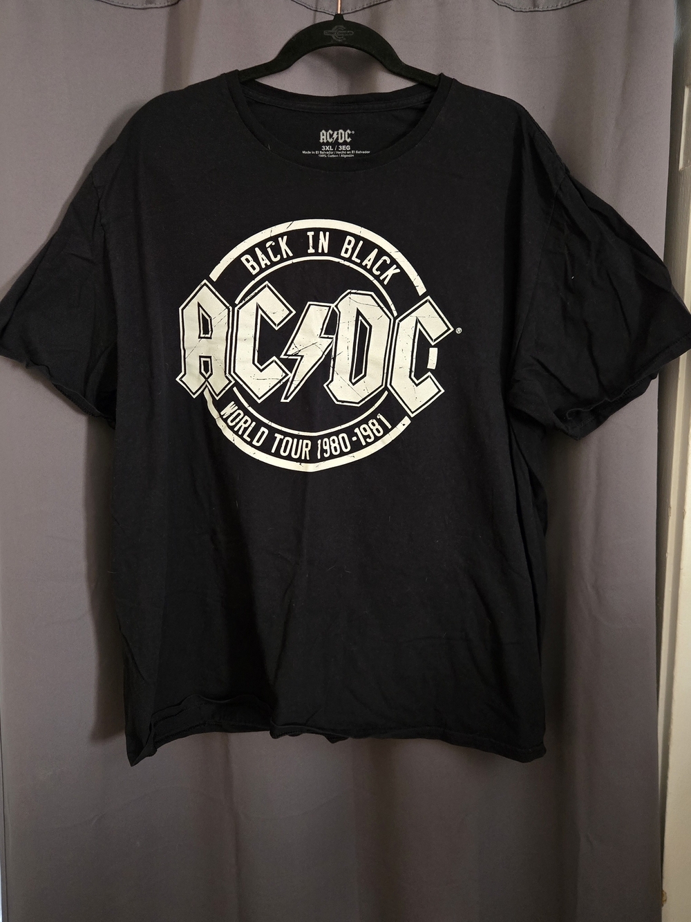 AC/DC Black Short Sleeve Tee with White Logo